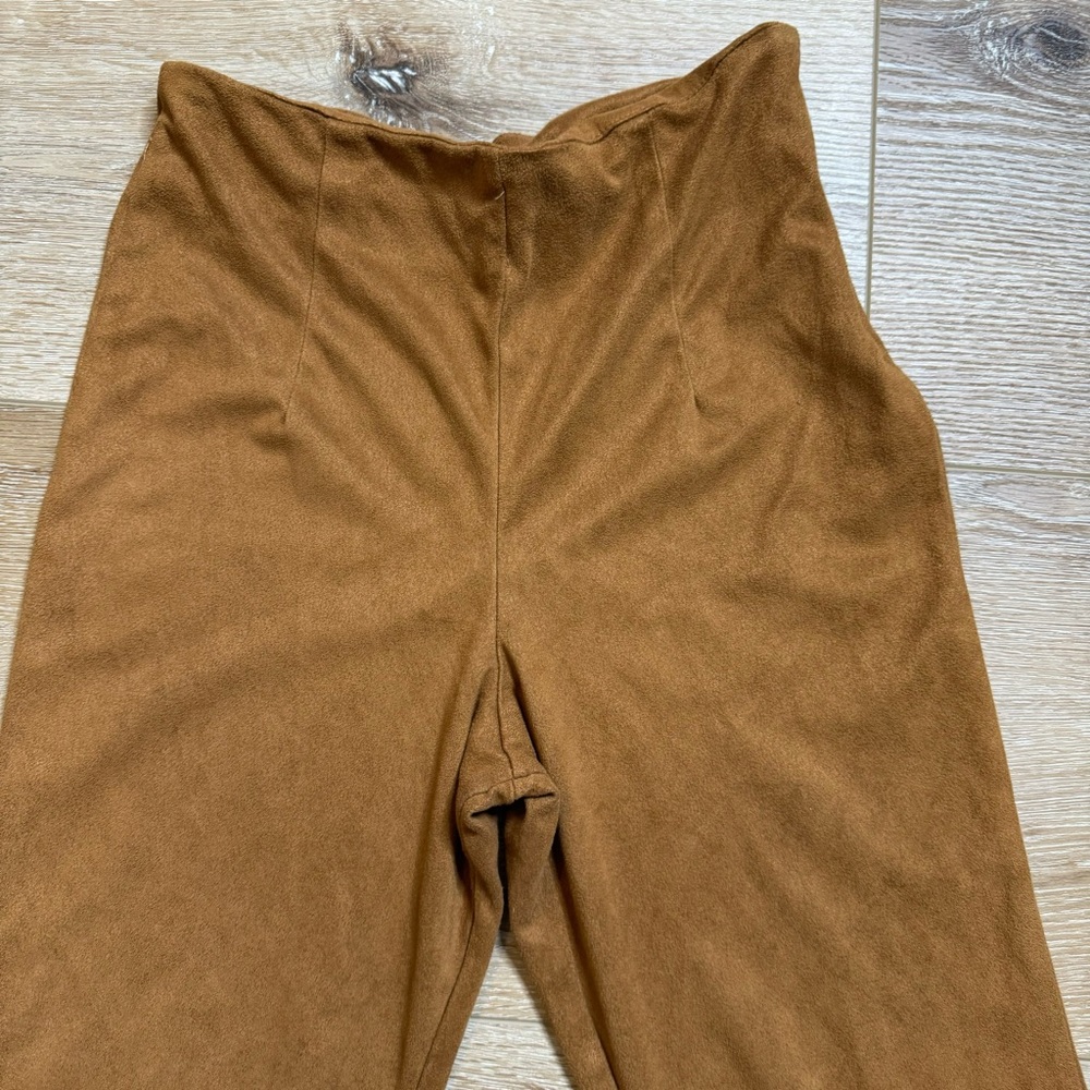 I.n. Girl brown tan suede high waist flare pants - Picture 3 of 6